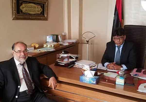 Prof. Dr. Ehtuish Chairman of the Yes Libya National Movement on an official visit to Mr. Siddiq Al-Sour, head of investigations department in the Attorney General's Office
